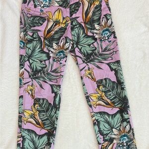 J. Crew Botanical Print Leggings in Lavender and Green